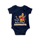 My First Navratri Mamma Papa Blessings Personalized Romper - NAVY BLUE - New Born (Chest 14")