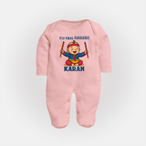 My First Navratri Dandiya Boy Personalized Full Body Suit - BABY PINK - New Born (Chest 7.5")