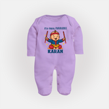 My First Navratri Dandiya Boy Personalized Full Body Suit - LILAC - New Born (Chest 7.5")