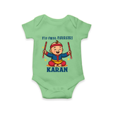 My First Navratri Dandiya Boy Personalized Romper - GREEN - New Born (Chest 14")