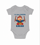 My First Navratri Dandiya Boy Personalized Romper - GREY - New Born (Chest 14")