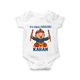 My First Navratri Dandiya Boy Personalized Romper - WHITE - New Born (Chest 14")