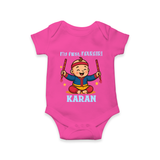 My First Navratri Dandiya Boy Personalized Romper - HOT PINK - New Born (Chest 14")