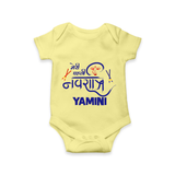 Meri Pehli Navratri Traditional Personalized Romper - PASTEL YELLOW - New Born (Chest 14")
