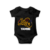 Meri Pehli Navratri Traditional Personalized Romper - BLACK - New Born (Chest 14")