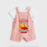 My First Navratri Garba Couple Personalized Dungaree - PEACH - 0 - 5 Months Old (Chest 18")