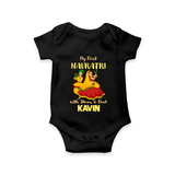 My First Navratri Garba Couple Personalized Romper - BLACK - New Born (Chest 14")