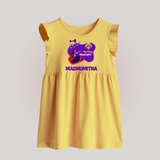 My First Navratri Garba Girl Personalized Baby Frock - PASTEL YELLOW - 0 - 3 Months Old (Chest 17")