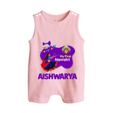 My First Navratri Garba Girl Personalized Button Romper - BABY PINK - New Born (Chest 18")