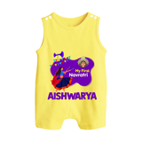 My First Navratri Garba Girl Personalized Button Romper - PASTEL YELLOW - New Born (Chest 18")