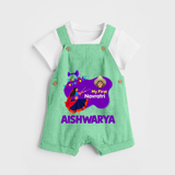 My First Navratri Garba Girl Personalized Dungaree - GREEN - 0 - 5 Months Old (Chest 18")