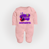 My First Navratri Garba Girl Personalized Full Body Suit - BABY PINK - New Born (Chest 7.5")