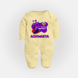 My First Navratri Garba Girl Personalized Full Body Suit - PASTEL YELLOW - New Born (Chest 7.5")