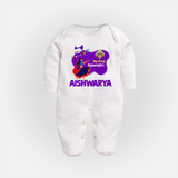My First Navratri Garba Girl Personalized Full Body Suit - WHITE - New Born (Chest 7.5")