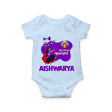 My First Navratri Garba Girl Personalized Romper - BABY BLUE - New Born (Chest 14")