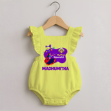 My First Navratri Garba Girl Personalized Romper Frock - PASTEL YELLOW - 0 - 3 Months Old (Chest 19")
