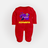 My First Navratri Garba Girl Personalized Full Body Suit - RED - New Born (Chest 7.5")