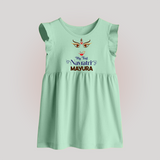 My First Navratri Dandiya Princess Personalized Baby Frock - MINT GREEN - 0 - 3 Months Old (Chest 17")