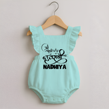 My First Navratri Devi Eyes Personalized Romper Frock - MINT GREEN - 0 - 3 Months Old (Chest 19")