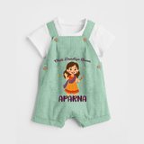 Meri Pehli Navratri Calligraphy Personalized Dungaree - MINT GREEN - 0 - 5 Months Old (Chest 18")