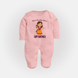Meri Pehli Navratri Calligraphy Personalized Full Body Suit - BABY PINK - New Born (Chest 7.5")