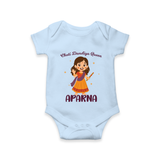 Meri Pehli Navratri Calligraphy Personalized Romper - BABY BLUE - New Born (Chest 14")