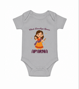 Meri Pehli Navratri Calligraphy Personalized Romper - GREY - New Born (Chest 14")