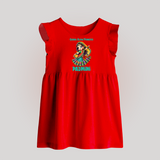 Choti Dandiya Queen Personalized Baby Frock - RED - 0 - 3 Months Old (Chest 17")