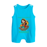 Choti Dandiya Queen Personalized Button Romper - SKY BLUE - New Born (Chest 18")