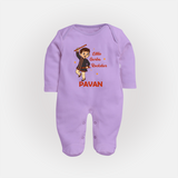 Chota Dandiya Don Personalized Full Body Suit - LILAC - New Born (Chest 7.5")