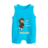 Chota Dandiya Don Personalized Button Romper - SKY BLUE - New Born (Chest 18")