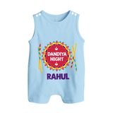 Little Garba Rockstar Personalized Button Romper - BABY BLUE - New Born (Chest 18")