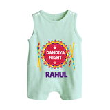 Little Garba Rockstar Personalized Button Romper - MINT GREEN - New Born (Chest 18")
