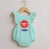 Little Garba Rockstar Personalized Romper Frock - MINT GREEN - 0 - 3 Months Old (Chest 19")