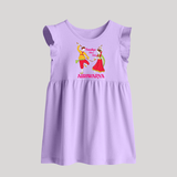 Dandiya Night Celebration Personalized Baby Frock - LILAC - 0 - 3 Months Old (Chest 17")