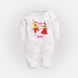 Dandiya Night Celebration Personalized Full Body Suit - WHITE - New Born (Chest 7.5")