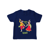 Dandiya Night Celebration Personalized T Shirt - NAVY BLUE - 0-5 Months Old (Chest 17")