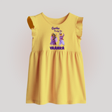 Dandiya Vibes Couple Personalized Baby Frock - PASTEL YELLOW - 0 - 3 Months Old (Chest 17")