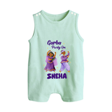 Dandiya Vibes Couple Personalized Button Romper - MINT GREEN - New Born (Chest 18")
