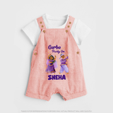 Dandiya Vibes Couple Personalized Dungaree - PEACH - 0 - 5 Months Old (Chest 18")