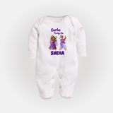 Dandiya Vibes Couple Personalized Full Body Suit - WHITE - New Born (Chest 7.5")