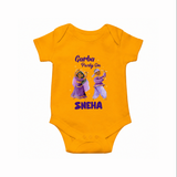 Dandiya Vibes Couple Personalized Romper - CHROME YELLOW - New Born (Chest 14")