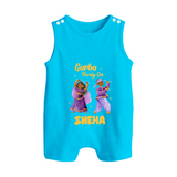 Dandiya Vibes Couple Personalized Button Romper - SKY BLUE - New Born (Chest 18")
