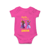 Dandiya Vibes Couple Personalized Romper - HOT PINK - New Born (Chest 14")