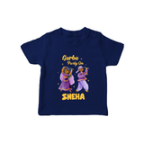 Dandiya Vibes Couple Personalized T Shirt - NAVY BLUE - 0-5 Months Old (Chest 17")
