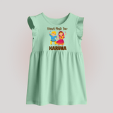 Garba Party On Personalized Baby Frock - MINT GREEN - 0 - 3 Months Old (Chest 17")
