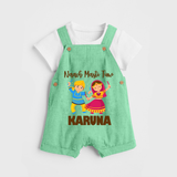 Garba Party On Personalized Dungaree - GREEN - 0 - 5 Months Old (Chest 18")