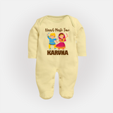 Garba Party On Personalized Full Body Suit - PASTEL YELLOW - New Born (Chest 7.5")