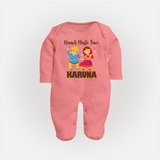 Garba Party On Personalized Full Body Suit - PEACH - New Born (Chest 7.5")