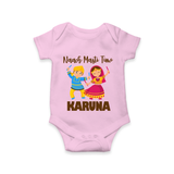 Garba Party On Personalized Romper - BABY PINK - New Born (Chest 14")
